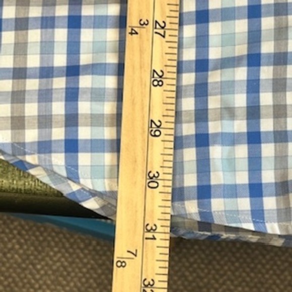 Peter Millar Mens XXL Blue White Plaid Long Sleeve Button Down Shirt RN100308 - Picture 6 of 6